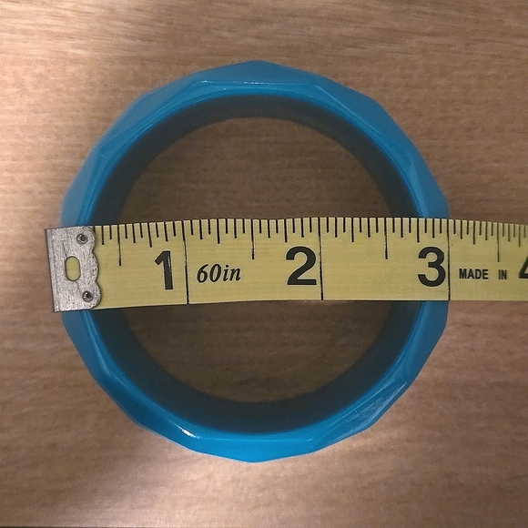 Y2K Aqua/Turquoise Plastic Hexagon Design Bracelet - Picture 6 of 7